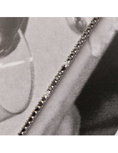 Pulsera riviére oro blanco diamantes blancos y negros – PR Joyeros