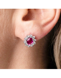 Pendientes oro blanco rubí y diamantes – PR Joyeros