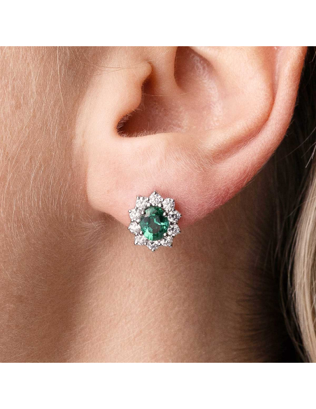 Pendientes oro blanco esmeraldas y diamantes – PR Joyeros
