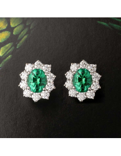 White gold earrings with emeralds and diamonds – PR Jewelers