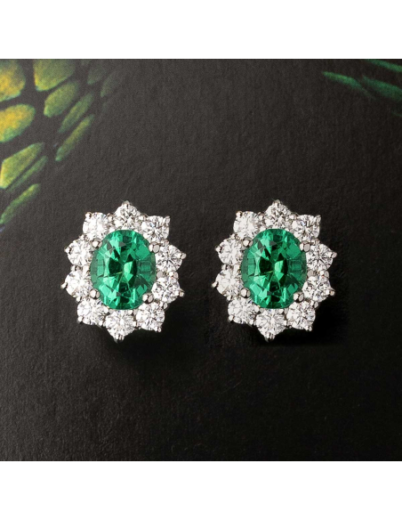 Pendientes oro blanco esmeraldas y diamantes – PR Joyeros