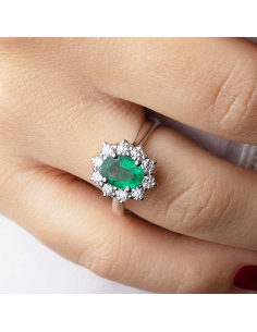 White gold emerald and diamond engagement ring – PR Jewellers 2