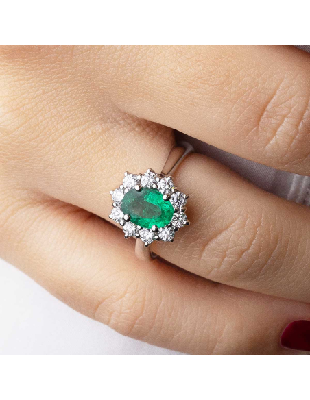 White gold emerald and diamond engagement ring – PR Jewellers