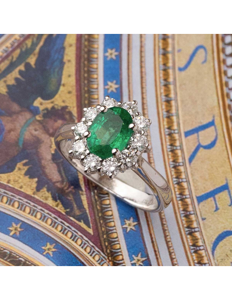 White gold emerald and diamond engagement ring – PR Jewellers