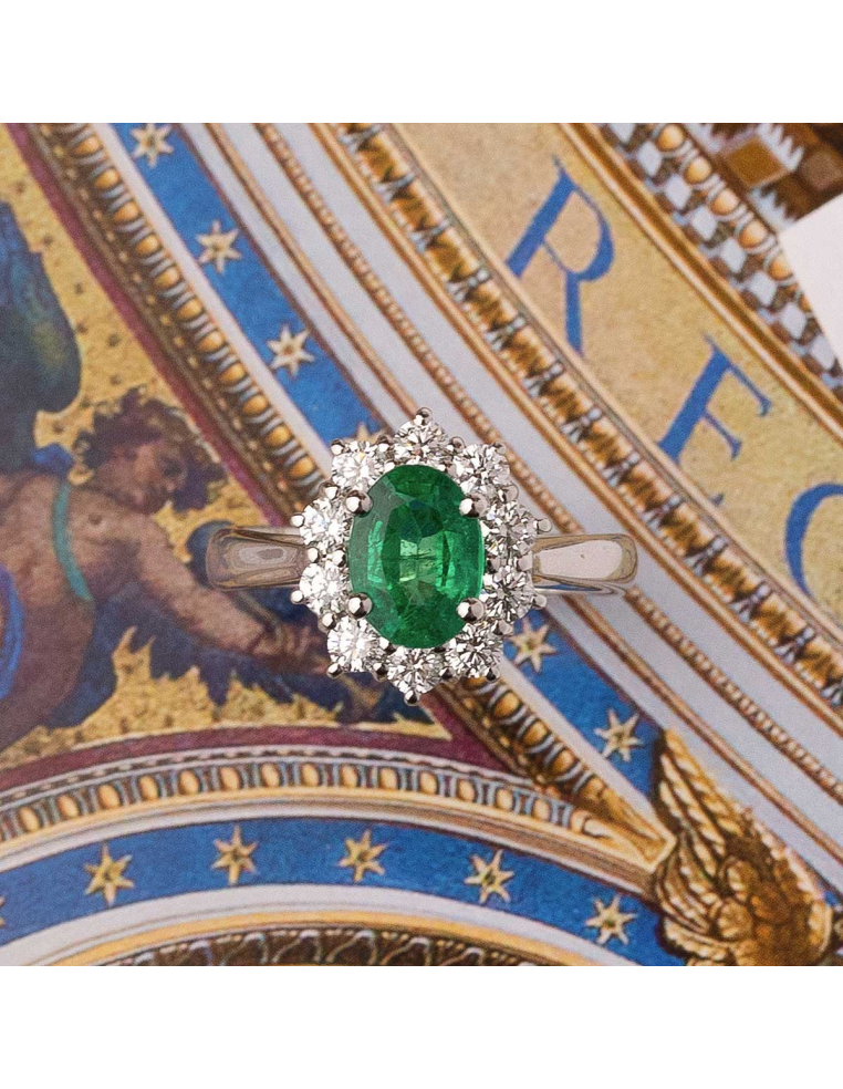 White gold emerald and diamond engagement ring – PR Jewellers
