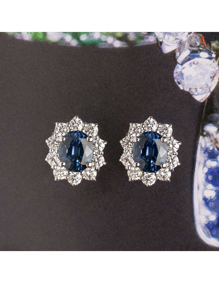 Pendientes oro blanco zafiros y diamantes – PR Joyeros