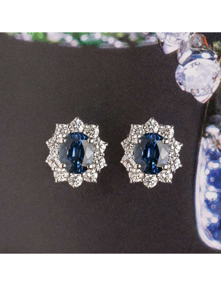 White gold sapphire and diamond earrings – PR Jewellers