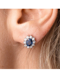 White gold sapphire and diamond earrings – PR Jewellers