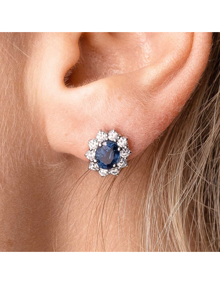 White gold sapphire and diamond earrings – PR Jewellers