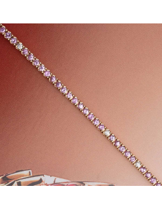 Pulsera riviére oro rosa con diamantes y zafiros rosa | PR Joyeros 2