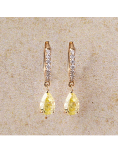 Pendientes oro rosa con diamantes y diamantes fancy lágrima