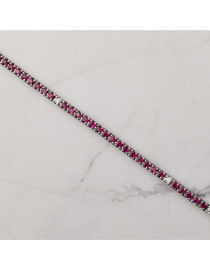 Pulsera riviére oro blanco con diamantes y rubíes | PR Joyeros