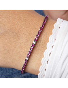 Pulsera riviére oro blanco con diamantes y rubíes | PR Joyeros 2
