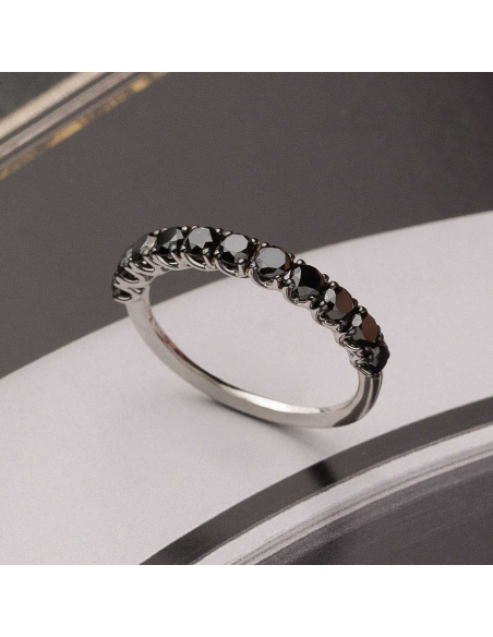 White Gold Engagement Ring with Black Diamonds | PR JOJYEROS
