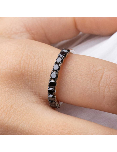 Anillo de Compromiso en Oro Blanco con Diamantes Negros | PR JOJYEROS 2
