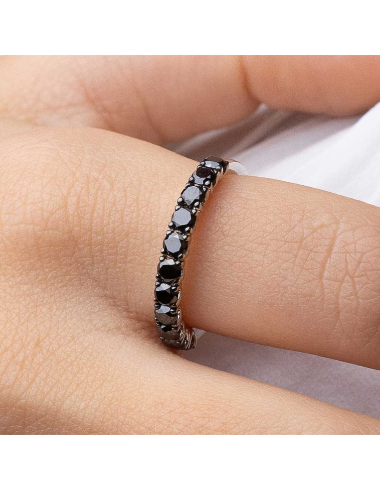 White Gold Engagement Ring with Black Diamonds | PR JOJYEROS