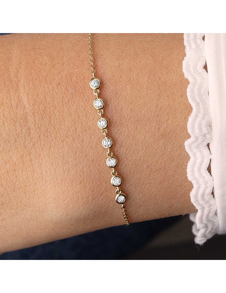 Pulsera oro amarillo 18K con diamantes brillante | PR Joyeros