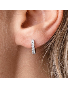 Pendientes aro oro blanco 18Kt con diamantes | Elegancia 2
