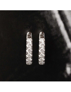 Pendientes aro oro blanco 18Kt con diamantes | Elegancia