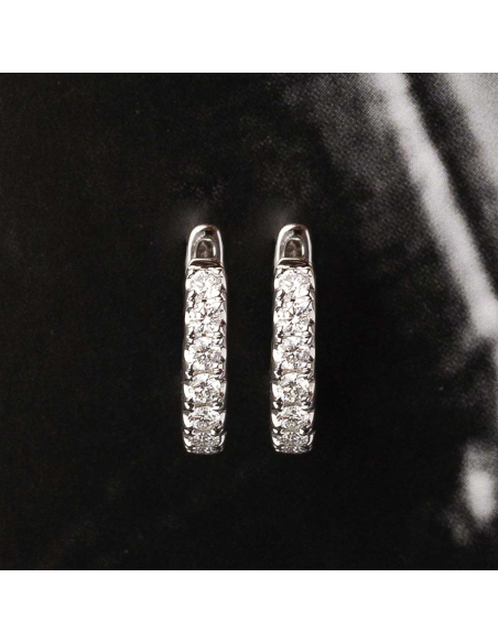 Earrings, 18K white gold hoops with diamonds | Elegance