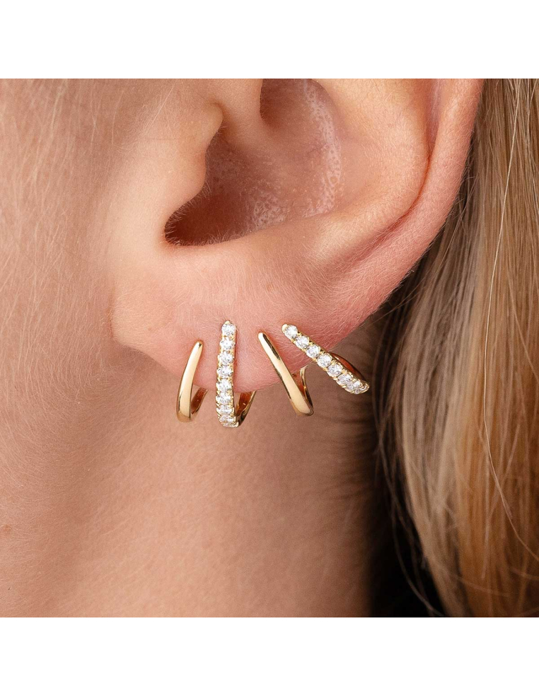 Gold 18Kt diamond climbing earrings | Sophistication