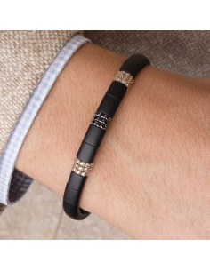 Men's 18K gold bracelet with brown and black diamonds | PR Jewellers