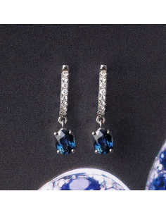 White Gold 18Kt Earrings with Oval Sapphires | Striking Elegance