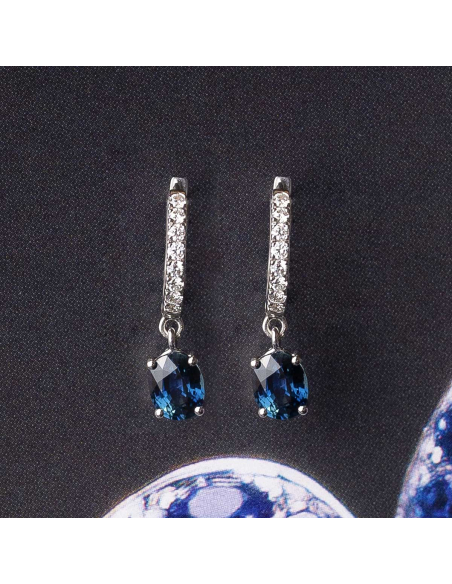 White Gold 18Kt Earrings with Oval Sapphires | Striking Elegance