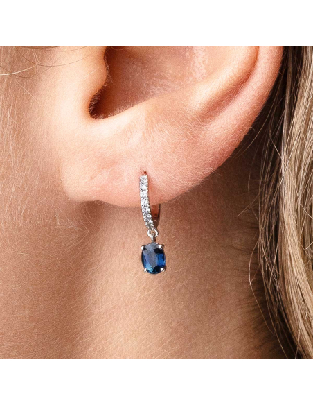 White Gold 18Kt Earrings with Oval Sapphires | Striking Elegance