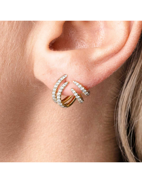 Yellow gold 18Kt diamond climbing earrings | Luxury