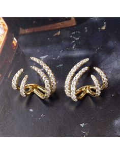 Pendientes trepadores oro amarillo 18Kt con diamantes | Lujo