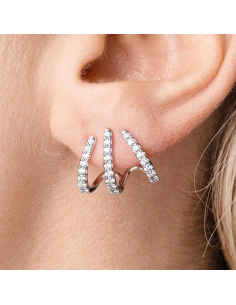 Pendientes trepadores oro blanco 18 Kt con diamantes brillantes 2