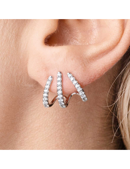 Pendientes trepadores oro blanco 18 Kt con diamantes brillantes