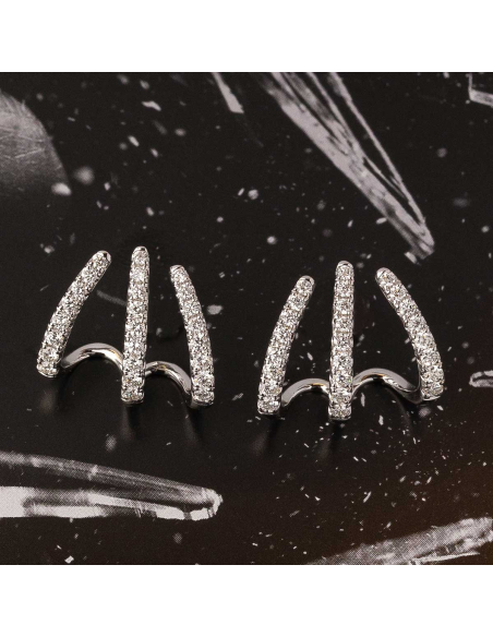 Pendientes trepadores oro blanco 18 Kt con diamantes brillantes