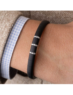 Men's bracelet in 18-carat white gold and ceramic with diamonds
