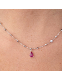 White Gold and Ruby Pear-Shaped Necklace with Diamond – PR Jewelers 2