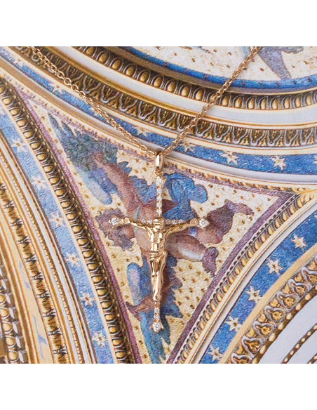 Cruz de Oro 18 kt con Diamantes Brillantes | Lujo PR Joyeros