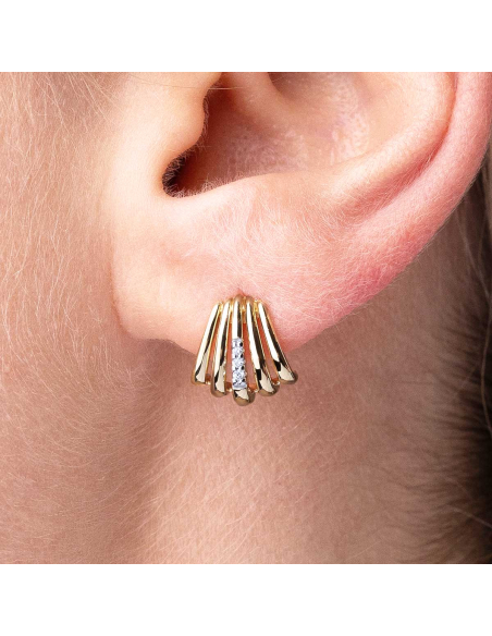 Elegantes Pendientes de Botón en Oro 18 kt con Diamantes | PR Joyeros