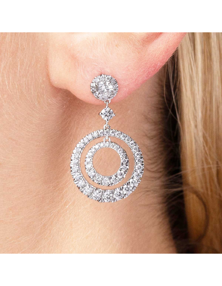 Pendientes Largos Oro 18 kt con Diamantes Brillantes | PR Joyeros