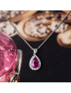 Collar oro blanco y rubí 18 Kt con diamantes – PR Joyeros