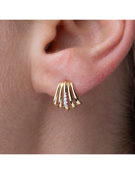 Elegantes Pendientes de Botón en Oro 18 kt con Diamantes | PR Joyeros