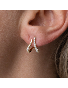 Yellow gold 18 Kt climbing earrings with brilliant diamonds 2