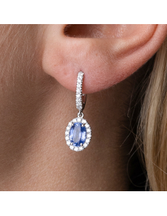 Pendientes oro blanco 18 Kt con diamantes y zafiros exclusivos 2