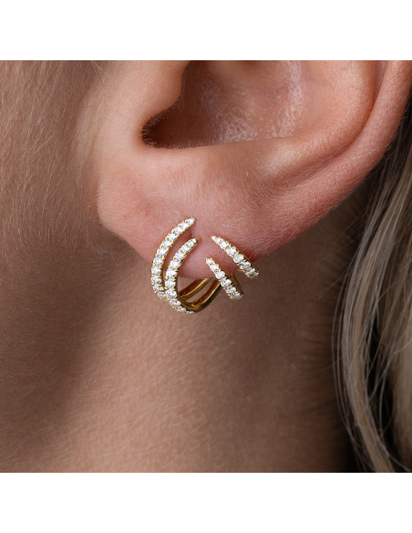 Yellow gold 18Kt diamond climbing earrings | Luxury