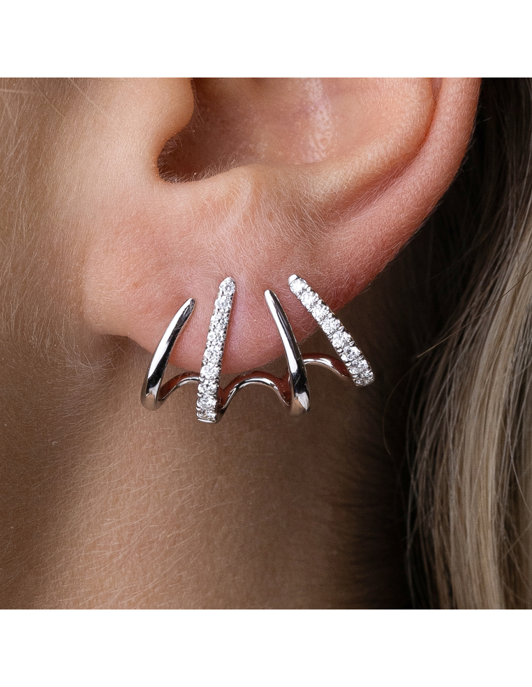 18K white gold diamond climbing earrings | Sophistication