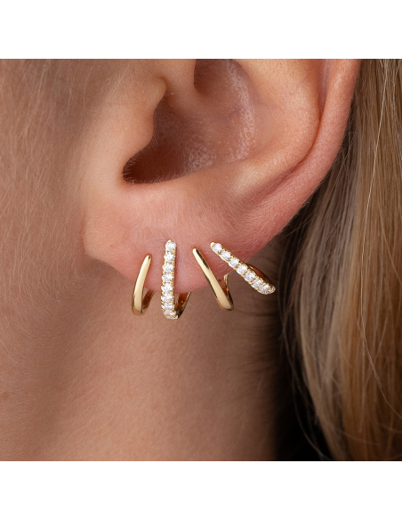 18K yellow gold climbing earrings with diamonds