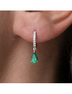 Pendientes en oro blanco esmeraldas y diamantes 2