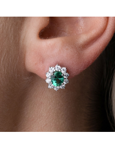White gold earrings with emeralds and diamonds – PR Jewelers 2