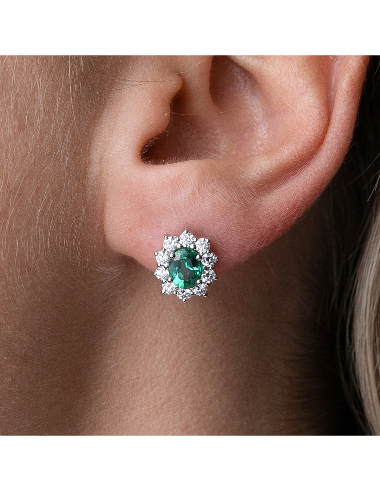 Pendientes oro blanco esmeraldas y diamantes – PR Joyeros