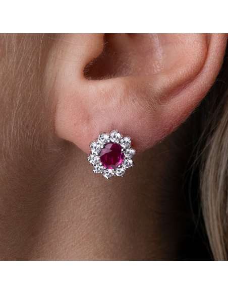 Pendientes oro blanco rubí y diamantes – PR Joyeros